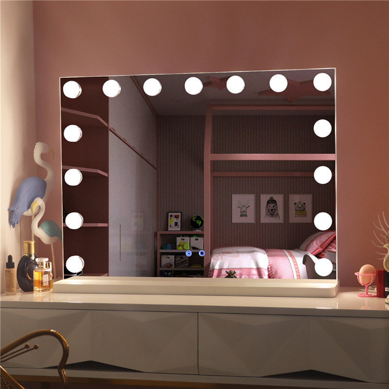 Μεγάλη επιφάνεια εργασίας καθρέφτη μακιγιάζ Hollywood μακιγιάζ με βολβούς οδήγησε φωτισμένη μακιγιάζ ντύσιμο καθρέφτη